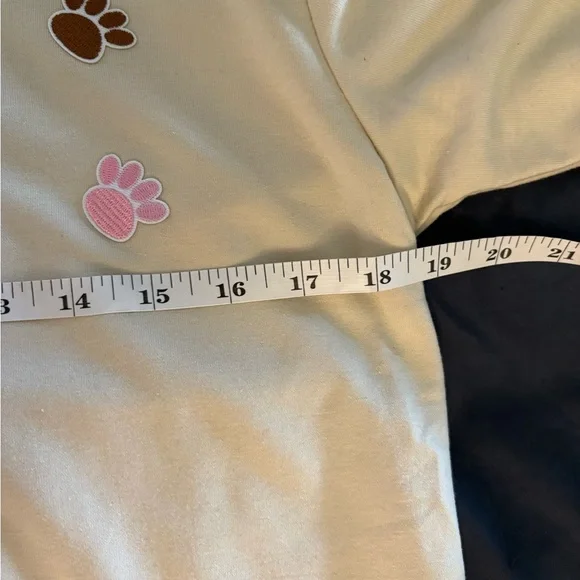 NWOT-Cream Sweatshirt with Colorful 
Embroidered mini Paw Prints - Picture 9 of 9
